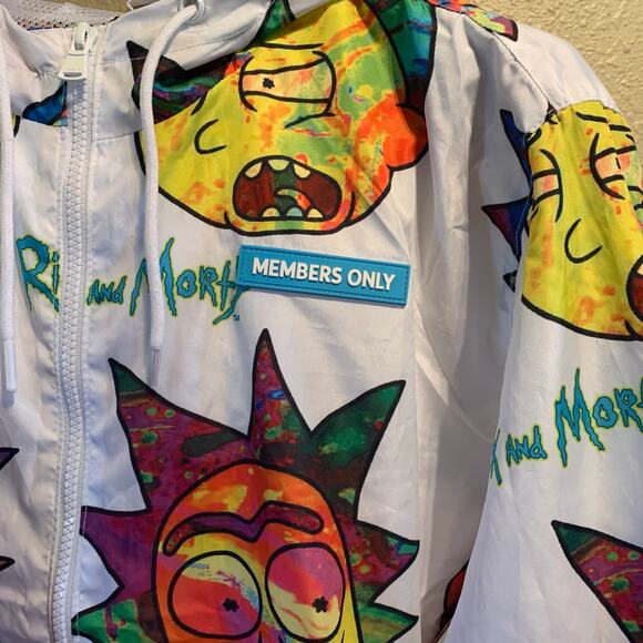 Members Only Size XL Rick & Morty All Over Print Hooded Jacket Windbreaker A38 - Picture 9 of 10